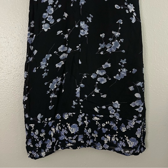 Vintage Ash & Sara Black Blue Floral Midi Dress Size S 90s Sleeveless Flowy - Picture 7 of 8